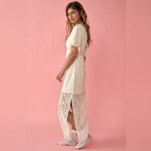 PROMESA Faithfully Yours White Empire Waist Lace Maxi Dress Size Small